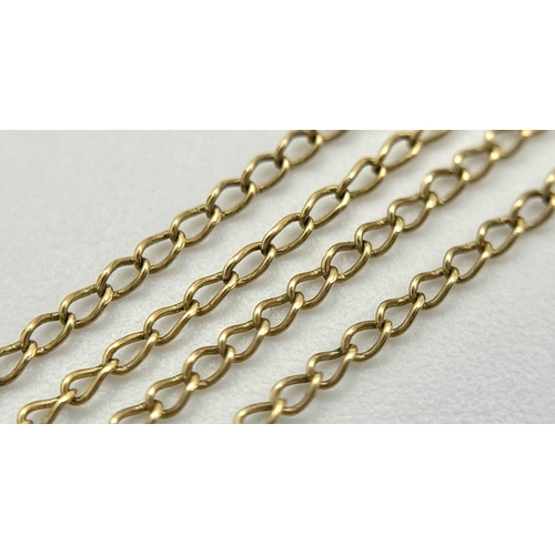 567 - Long 9 CARAT GOLD fine Chain LINK NECKLACE.  0.9 grams. 50 cm.(20”).