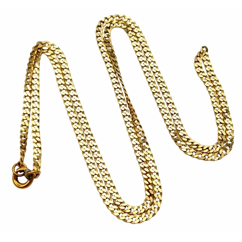 571 - A 9K Yellow Gold Petit Curb Link Necklace. 46cm. 3.1g.