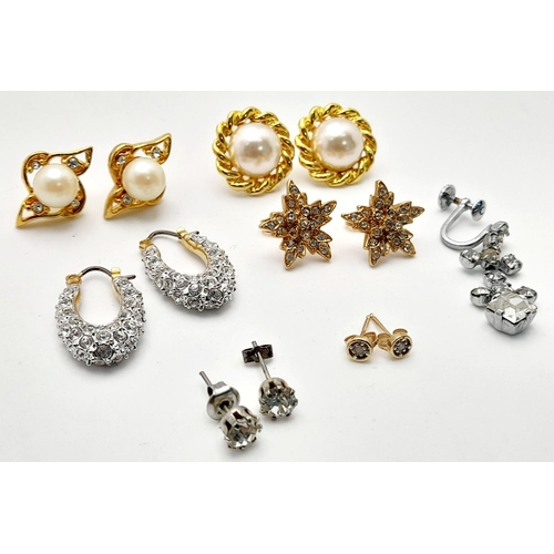 626 - A Pair of Petit 9k Diamond Stud Earrings plus Six Other Costume Pairs.