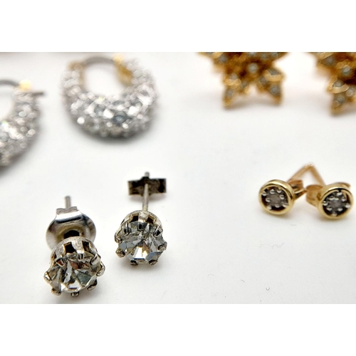 626 - A Pair of Petit 9k Diamond Stud Earrings plus Six Other Costume Pairs.