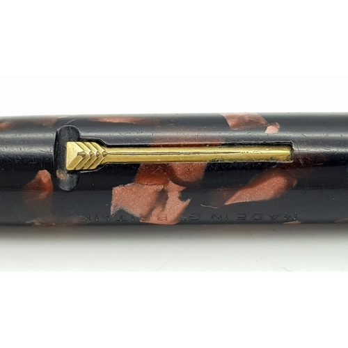 665 - Genuine vintage CROXLEY 1960/70’s FOUNTAIN PEN. Black and pink with screw top. Side lever filling me... 