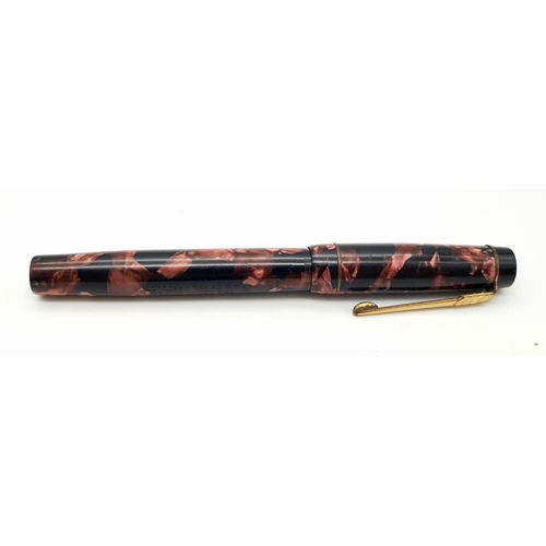 665 - Genuine vintage CROXLEY 1960/70’s FOUNTAIN PEN. Black and pink with screw top. Side lever filling me... 