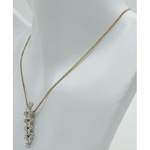 672 - Italian SILVER CHAIN NECKLACE with 15 X SPARKLING ZIRCONIA SILVER PENDANT . Absolutely stunning, ple... 