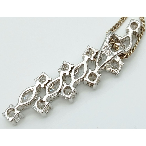 672 - Italian SILVER CHAIN NECKLACE with 15 X SPARKLING ZIRCONIA SILVER PENDANT . Absolutely stunning, ple... 