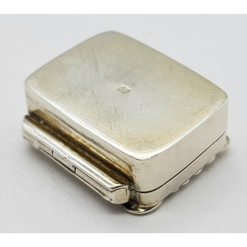 693 - Vintage SILVER PILL BOX with beautiful scroll border to top. Opens and closes perfectly. Full hallma... 