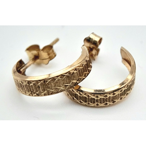 773 - A Pair of Small 9K Gold Hoop Earrings.