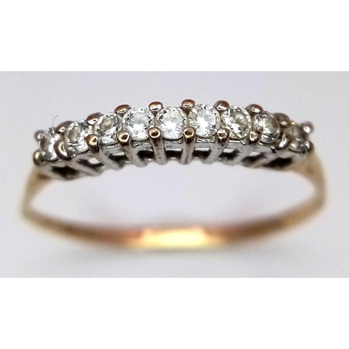 774 - A 9K Gold White Stone Ring. Size L. 0.9g