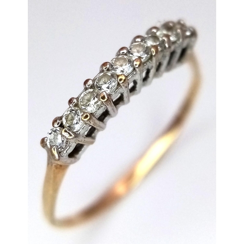 774 - A 9K Gold White Stone Ring. Size L. 0.9g