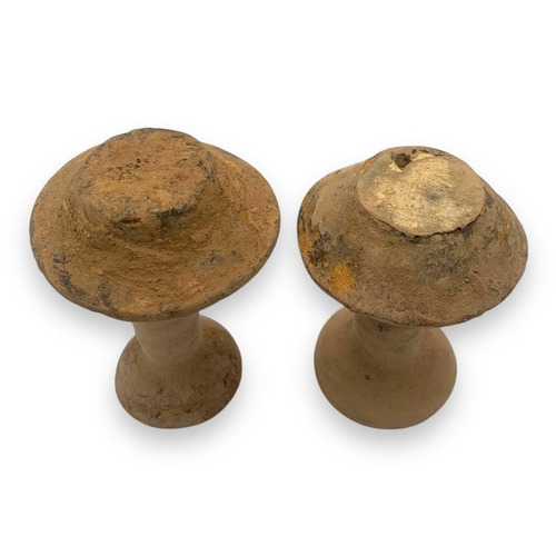 1261 - A Pair of Ancient Champa empire Terracotta Candlestick Holders (10th-14th century Southeast Asia Kin... 