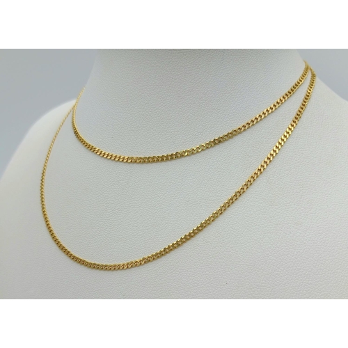 585 - A 9K Yellow Gold Petit Curb Link Necklace. 54cm. 3.87g