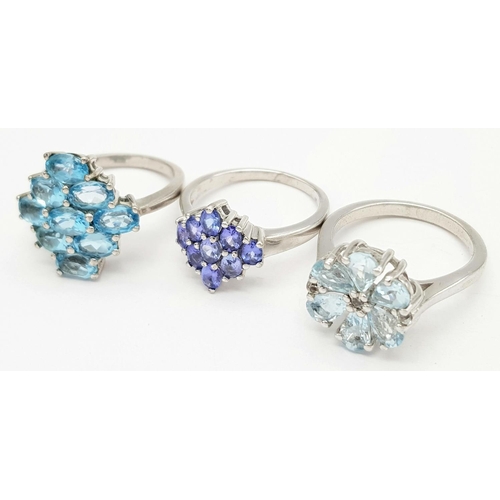 905 - Three Sterling Silver Gemstone Rings. All size P.