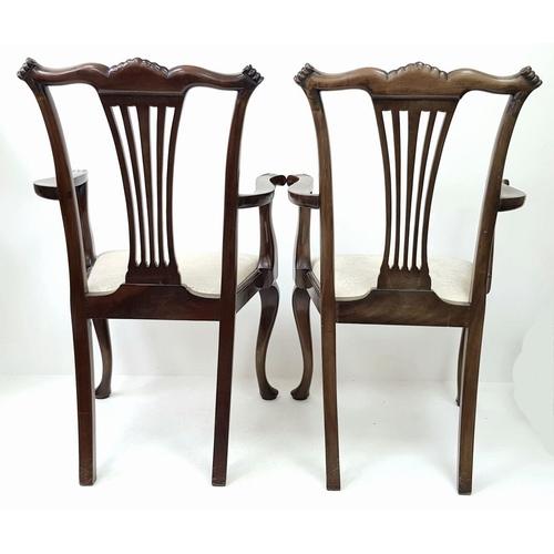 892 - A Set of Six Antique Mahogany Dining Chairs and Two Carvers. All with decorative five fan-bar backs ... 