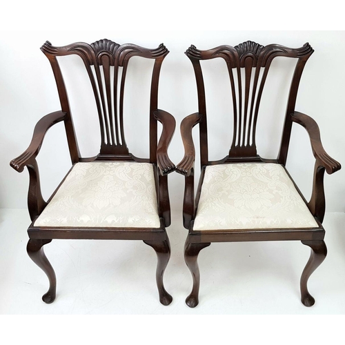 892 - A Set of Six Antique Mahogany Dining Chairs and Two Carvers. All with decorative five fan-bar backs ... 