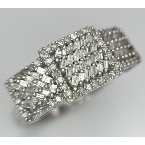 1466 - A 925 silver ring set with diamonds. Ring size O 1/2. Total weight: 3.4g.