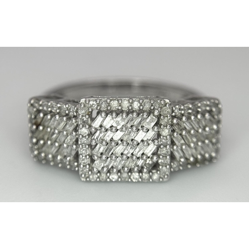 1466 - A 925 silver ring set with diamonds. Ring size O 1/2. Total weight: 3.4g.