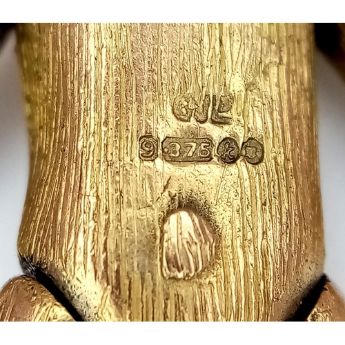 281 - A Vintage 9k Yellow Gold Articulated Teddy Bear Pendant. 4cm. 9.7g