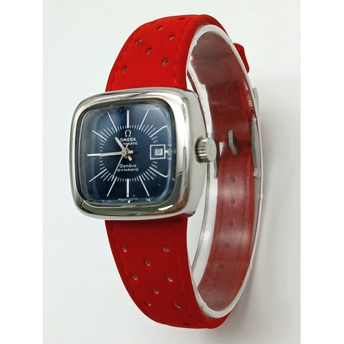 792 - A Vintage Omega Dynamic Automatic Ladies Watch. Red leather strap. Stainless steel case - 29mm.Black... 