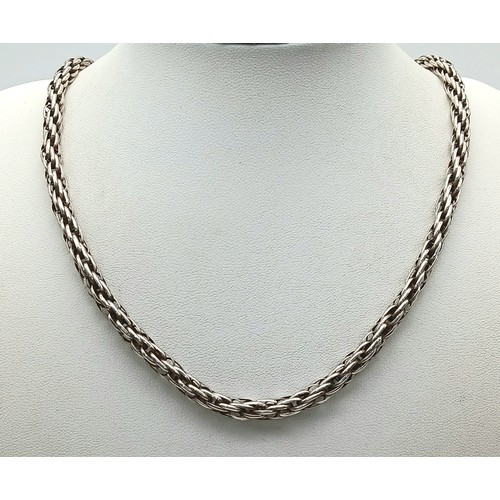 1111 - A Vintage Sterling Silver Intricate Link Necklace, 60cm. 29g