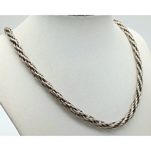 1111 - A Vintage Sterling Silver Intricate Link Necklace, 60cm. 29g