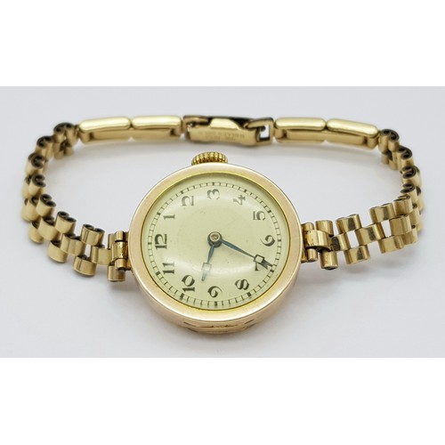 262 - A Rare Ladies 9 Carat Gold Vintage Rolex Dress Watch. 25mm Including Crown. Case Marked 375 by crown... 