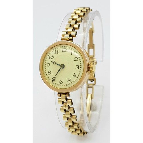 262 - A Rare Ladies 9 Carat Gold Vintage Rolex Dress Watch. 25mm Including Crown. Case Marked 375 by crown... 