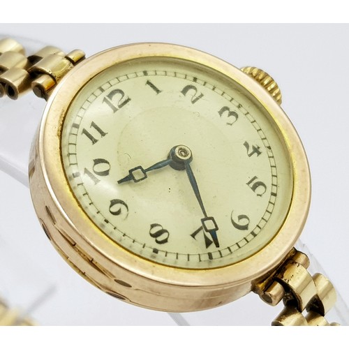 262 - A Rare Ladies 9 Carat Gold Vintage Rolex Dress Watch. 25mm Including Crown. Case Marked 375 by crown... 