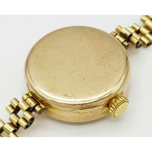 262 - A Rare Ladies 9 Carat Gold Vintage Rolex Dress Watch. 25mm Including Crown. Case Marked 375 by crown... 