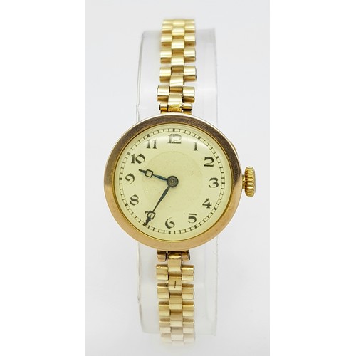 262 - A Rare Ladies 9 Carat Gold Vintage Rolex Dress Watch. 25mm Including Crown. Case Marked 375 by crown... 