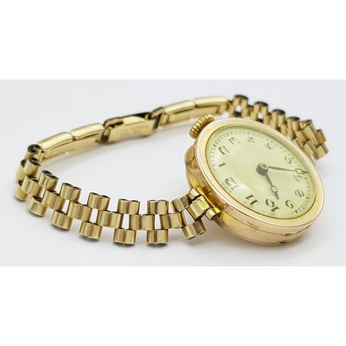 262 - A Rare Ladies 9 Carat Gold Vintage Rolex Dress Watch. 25mm Including Crown. Case Marked 375 by crown... 