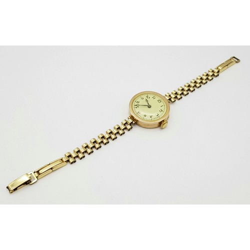 262 - A Rare Ladies 9 Carat Gold Vintage Rolex Dress Watch. 25mm Including Crown. Case Marked 375 by crown... 