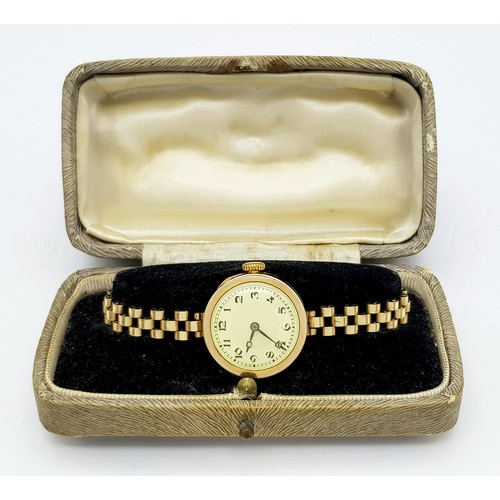 262 - A Rare Ladies 9 Carat Gold Vintage Rolex Dress Watch. 25mm Including Crown. Case Marked 375 by crown... 