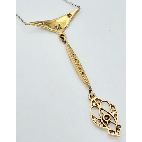 1198 - An Italian 18K White Gold Disappearing Necklace with Hanging 18K Yellow Gold and Diamond Pendant. 40... 