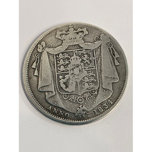 455 - 1834 WILLIAM IV SILVER HALF CROWN. Very fine condition.