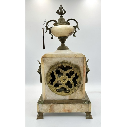 1338 - An Antique French Onyx Ornate Mantle Clock. 22cm x 40cm.
As found