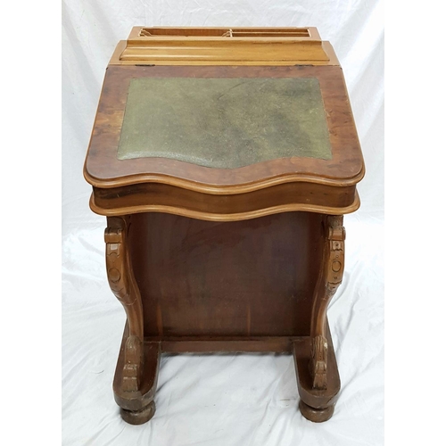 1492 - A Vintage Reproduction Mahogany Davenport Desk. Raised back with green leather scribe. Enclosed stor... 