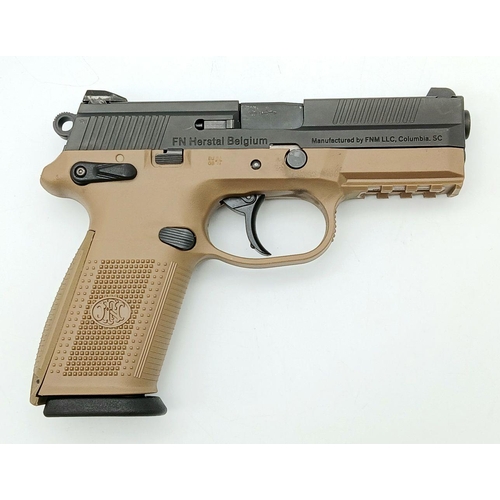 813 - A Deactivated German FN Herstal FNP 9-17 9mm Semi Automatic Pistol. Tan and black frame. Comes with ... 