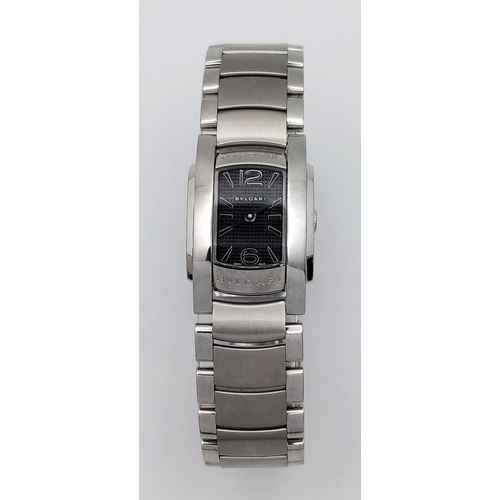 1317 - A Stylish Bulgari Assioma Ladies Quartz Watch. Stainless steel bracelet and case - 19mm. Black dial.... 