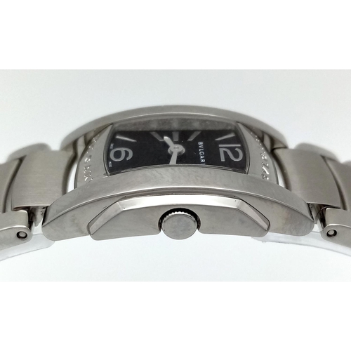 1317 - A Stylish Bulgari Assioma Ladies Quartz Watch. Stainless steel bracelet and case - 19mm. Black dial.... 