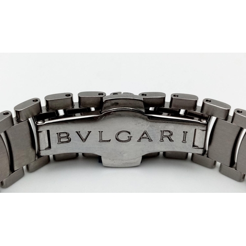 1317 - A Stylish Bulgari Assioma Ladies Quartz Watch. Stainless steel bracelet and case - 19mm. Black dial.... 