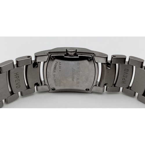 1317 - A Stylish Bulgari Assioma Ladies Quartz Watch. Stainless steel bracelet and case - 19mm. Black dial.... 