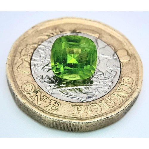 1556 - A Lot of Four Natural Pakistan Peridot Gemstones - GFCO Certified. 1.26ct , 2.10ct , 2.41ct and 2.34... 