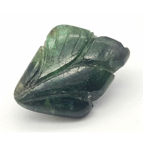 1549 - A 3.73ct Zambian Carved Emerald Gemstone. Comes with the GFCO Swiss Certificate. 

ref: ZK234