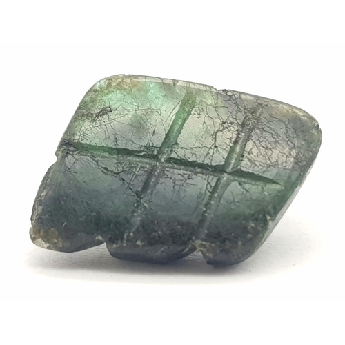 1549 - A 3.73ct Zambian Carved Emerald Gemstone. Comes with the GFCO Swiss Certificate. 

ref: ZK234