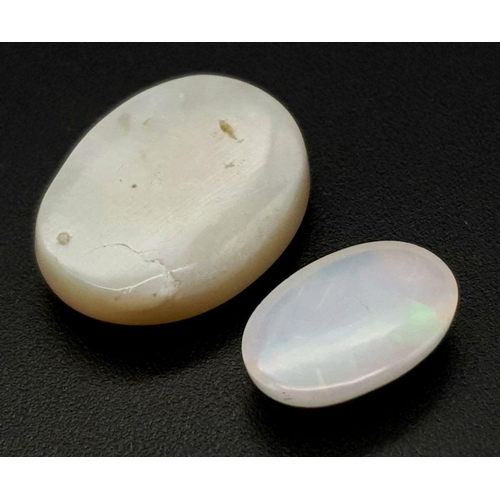 1430 - Two Natural Ethiopian White Opal and Fire Opal, in the Oval Shape - GLI and GFCO Certified.  5.55ct ... 