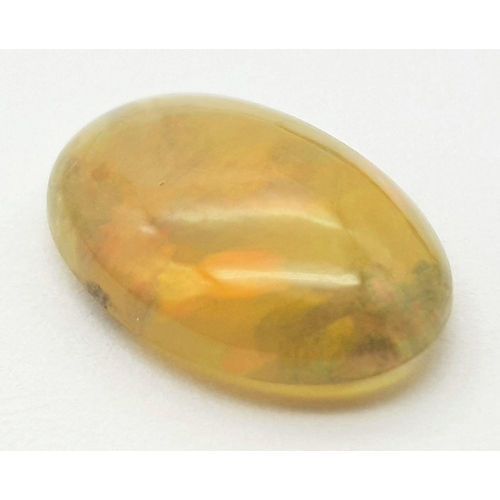 1353 - A 2.59ct Untreated Ethiopian Opal Gemstone - Oval Cabochon, Brown-Orange with Play of Colour. Comes ... 