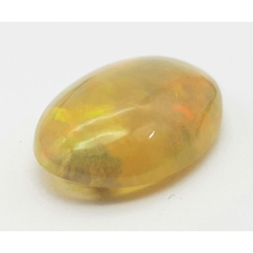 1353 - A 2.59ct Untreated Ethiopian Opal Gemstone - Oval Cabochon, Brown-Orange with Play of Colour. Comes ... 