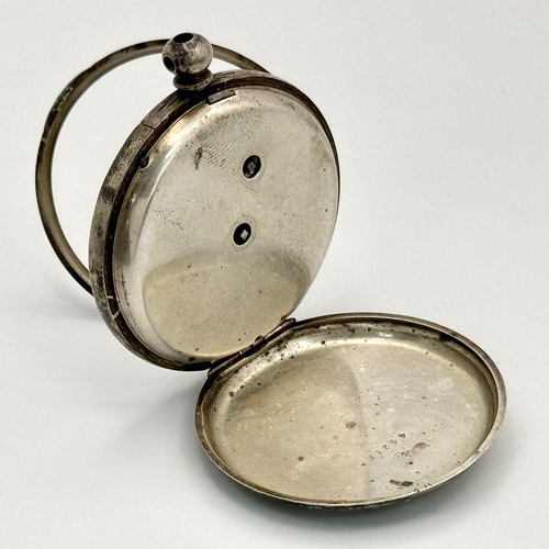 1087 - An Antique Baume White Metal Pocket Watch with Key. Not currently working so as found. 4.5cm.