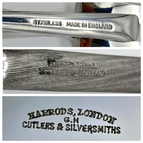 112 - A vintage, carving set made by HARRODS of London – Cutlers & Silversmiths - in original presentation... 