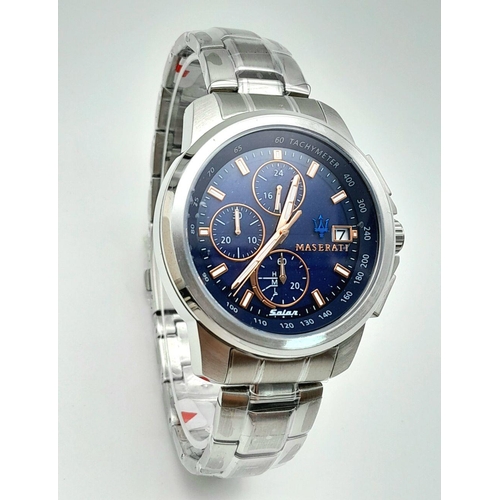 154 - A top of the range MASERATI SUCCESSO CHRONOGRAPH watch. Solar powered, quartz movement (never
needs ... 