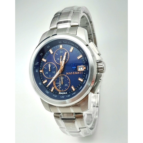 154 - A top of the range MASERATI SUCCESSO CHRONOGRAPH watch. Solar powered, quartz movement (never
needs ... 